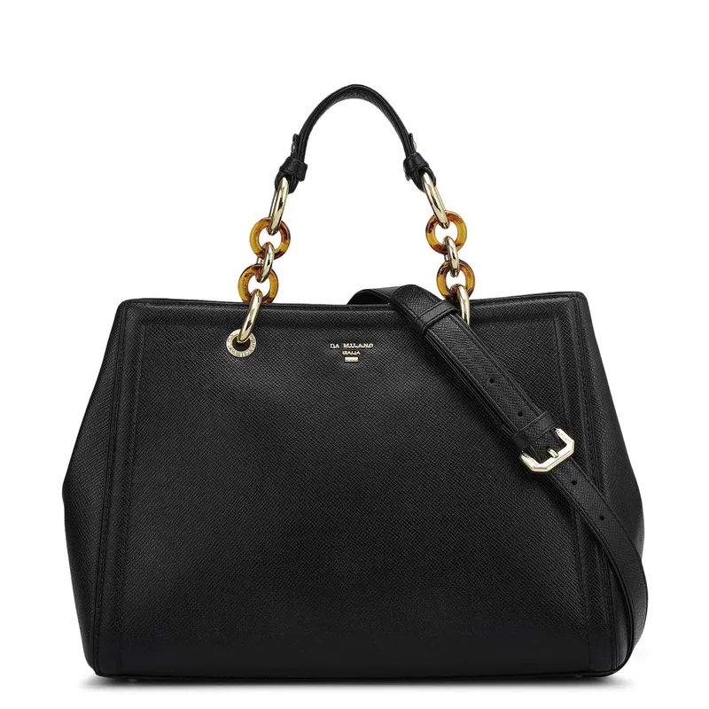 Da Milano Medium Franzy Leather Satchel - Black